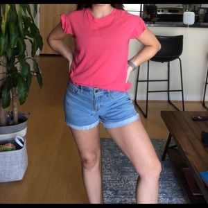 Kate Spade Top, pink and ruffle sleeve